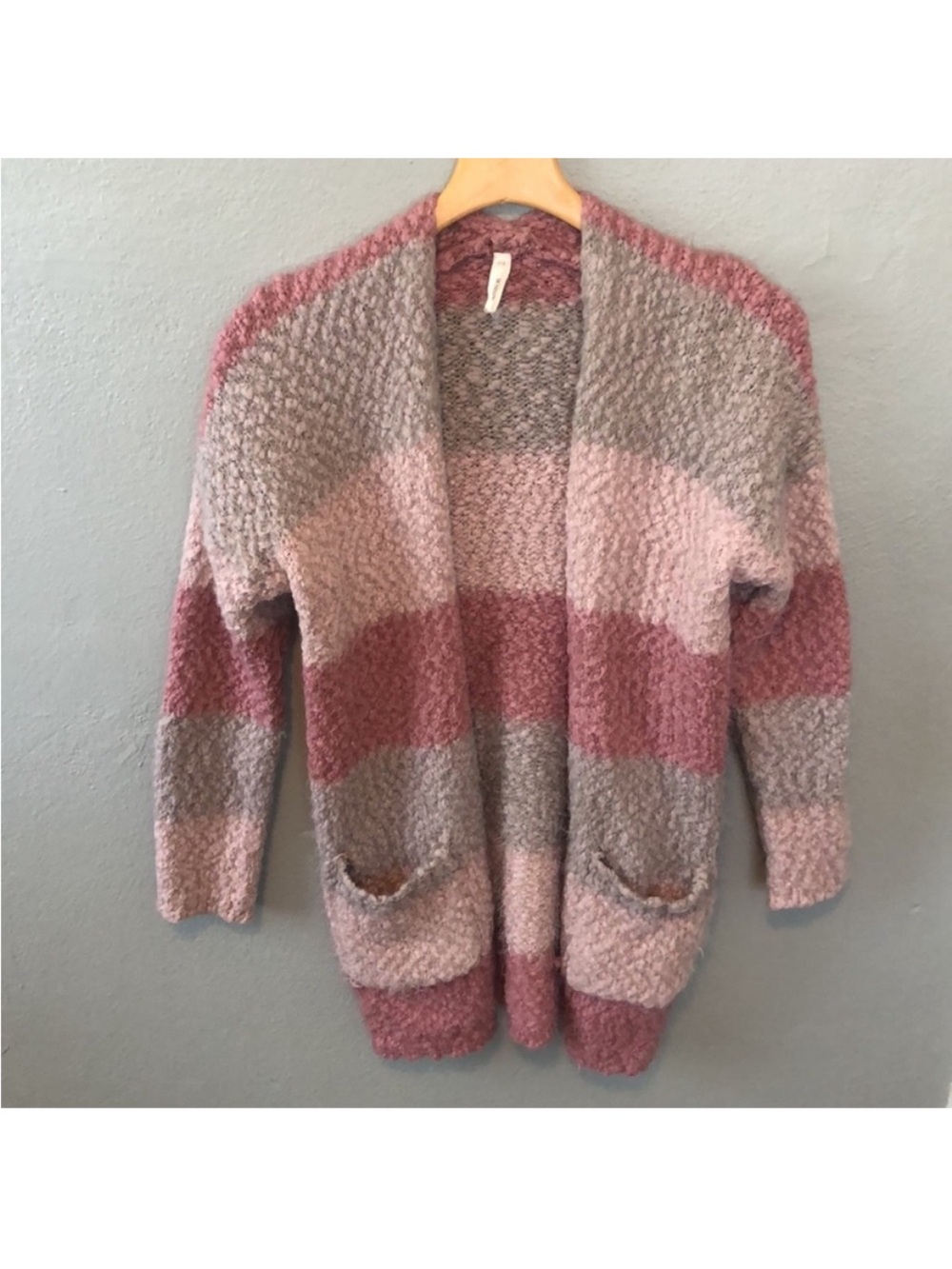 Wishlist Chunky Knit Colorblock Pastel Cardigan Sweater Size S/M